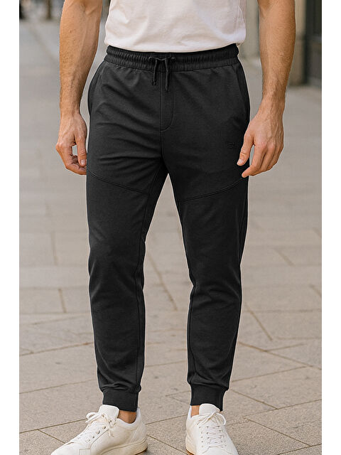 Remsa Paçası Beli Lastikli 3 Cepli Fermuar Detaylı Erkek Eşofman Altı 6630 Siyah - S000504116-19351