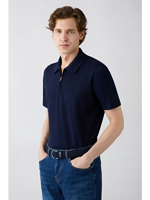 Kiğılı Regular Fit Pamuk Fermuarlı Polo Yaka Tişört