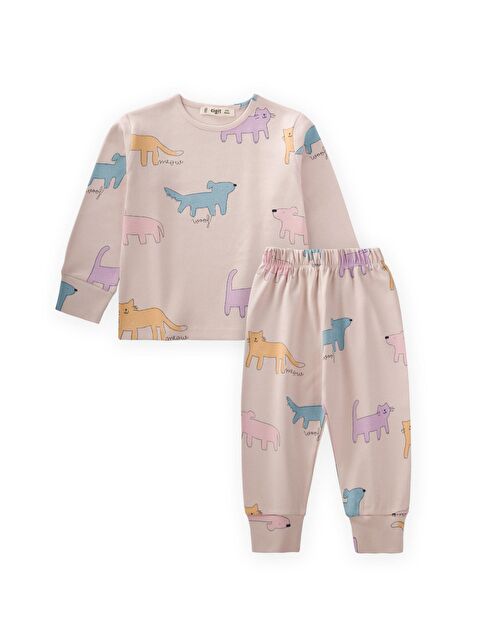 CİGİT Desenli Mevsimlik Pijama Takım 1-7 Yaş Sand - S000425563-29738