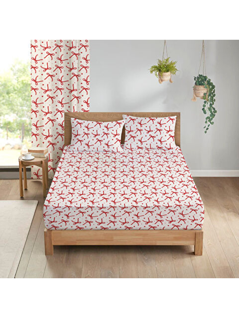 Evmila Fiyonk Desenli Baskılı Çift Kişilik 180x200 Cm Çarşaf Takımı - S000336772-23173