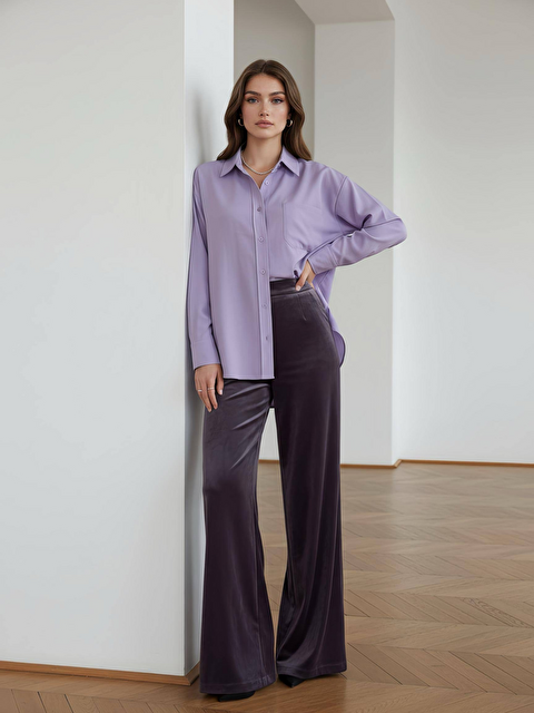 Pera Moda Oversize Arkası Uzun Önü Kısa Poplin Gömlek