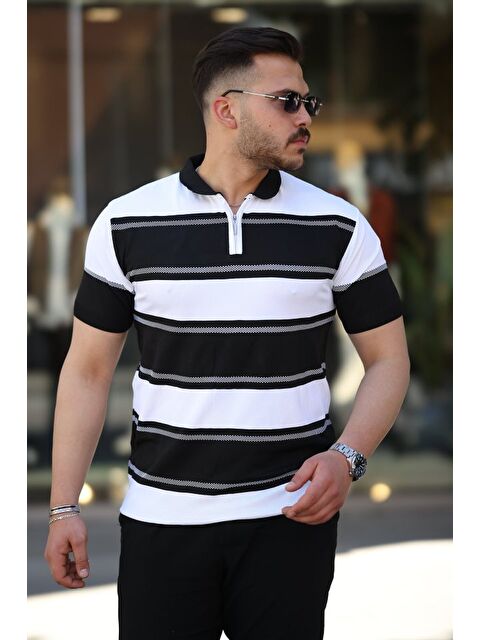 Jane's Erkek Yakalı Fermuarlı çift Renk Kısa Kollu T-shirt - S000528438-37424