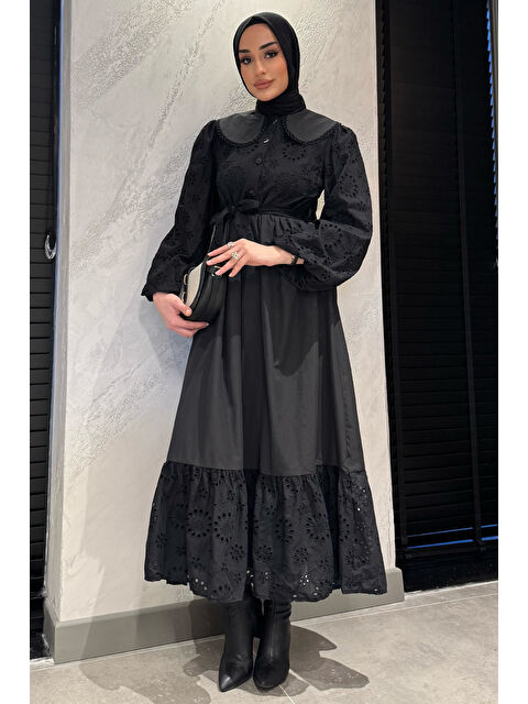 Julude Kadın Bebe Yaka Ön Düğmeli Fistolu Tesettür Elbise - S000361273-19351