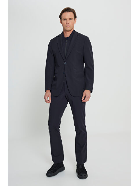 Altınyıldız Classics Erkek Lacivert Slim Fit Dar Kesim Çıkma Mono Yaka Tek Fleto Cepli Esnek Takım Elbise - S000463548-21164