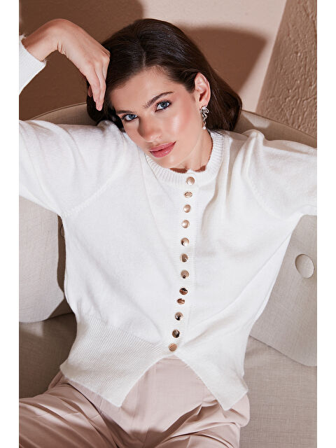 Lela Premium Comfort Fit Yuvarlak Yaka Crop Triko Hırka 680HI00164 - S000424905-19965