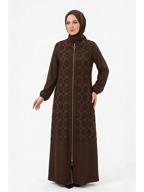 Nuss Cupra Ferace Çift Fermuar Detay Kap Ceket 6026 Kahverengi