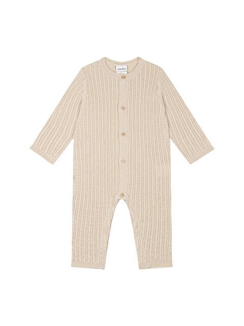 Antebies Krem Triko Uzun Kollu Bebek Patiksiz Tulum