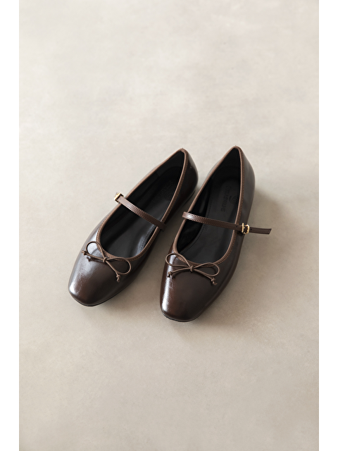 Straswans Maxy Kadın Fiyonk Detay Kırışık Deri Babet Kahve - S000513285-19413