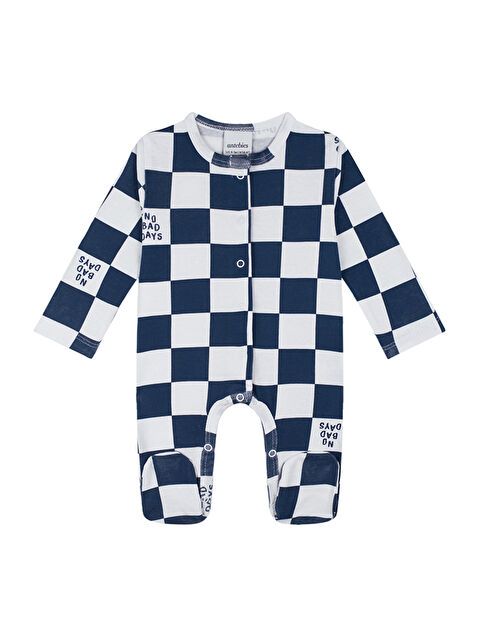 Antebies Organik Lacivert Uzun Kollu Erkek Bebek Patikli Tulum