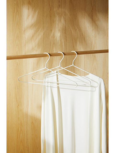 Ocean Home Textile 3'lü Ekru Renk Kumaş Kaplı Metal Giysi Askısı 21.5 x 42 x 0.5 cm - S000427591-19965