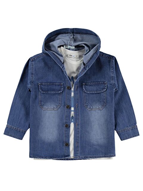 Civil Boys Kapüşonlu Tişörtlü 10-13 Yaş Gömlek - Mavi