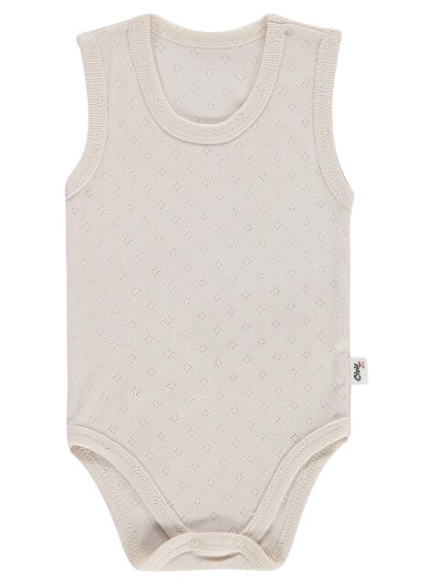 Civil Baby Jakarlı 3-36 Ay Çıtçıtlı Badi - Ekru