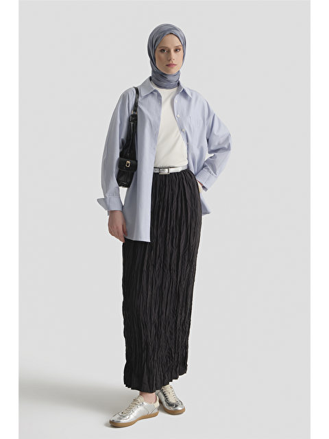 ARMİNE Relax Kırışık Görünümlü  Etek Siyah - S000518815-19351