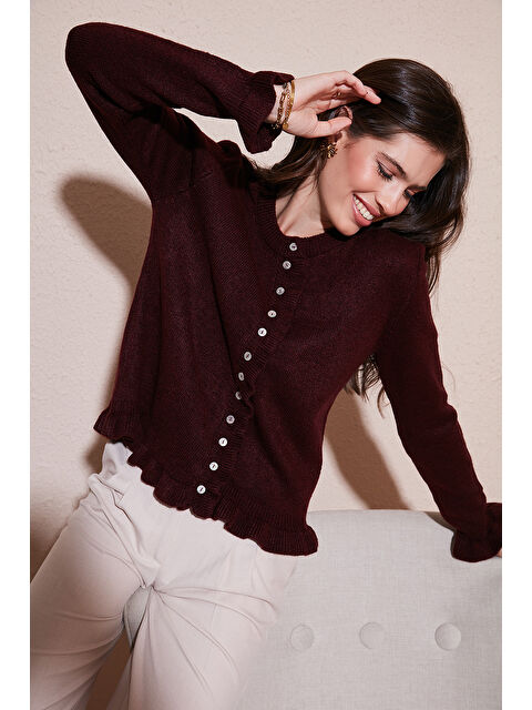 Lela Premium Pile Detaylı Regular Fit Yuvarlak Yaka Kadın Triko Hırka 680HI00038 - S000424907-19951