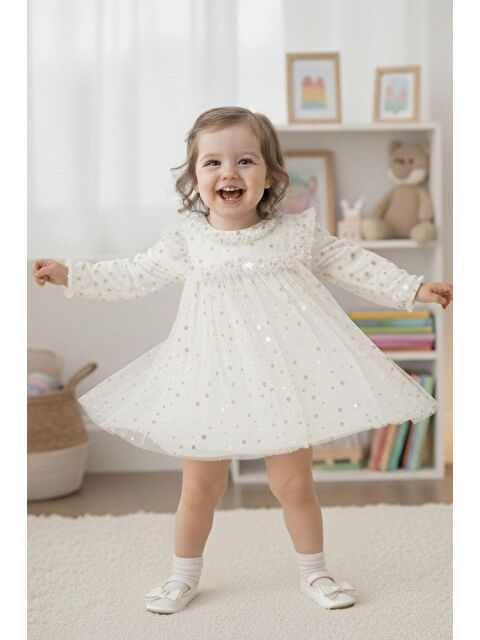 Cantoy Kız Çocuk Yıldız Desenli Tül Elbise - S000484513-20063