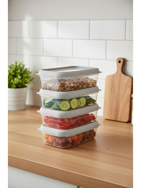 BERNARDO Hide Plus 4'lü Saklama Kabı 700 ml Beyaz