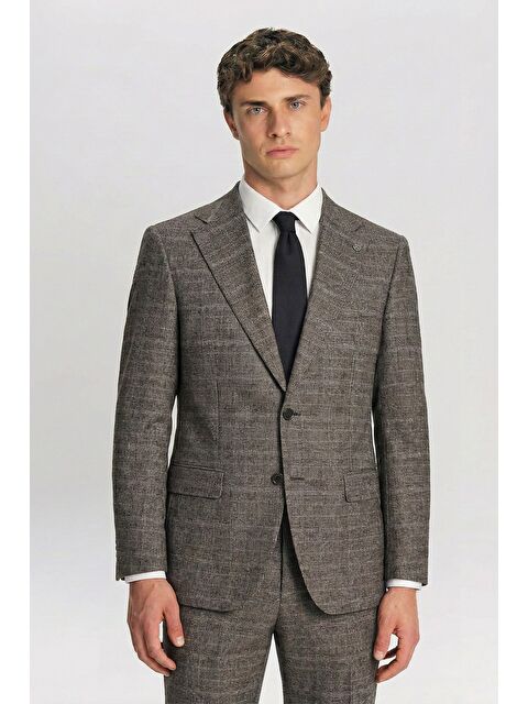 Sabri Özel Giotelli Kahve 6 Drop Polyester Viskon Karışımlı Erkek Takım Elbise - S000523811-19413