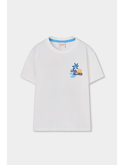 Boboli Cool Desenli Tshirt 2-6 Yaş Beyaz