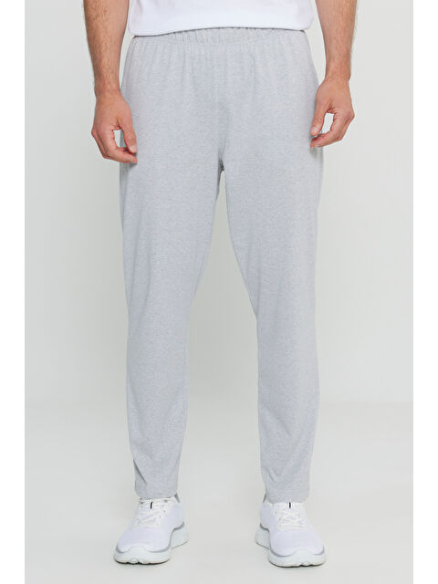 AC&Co / Altınyıldız Classics Erkek Gri Melanj Pamuklu Standart Fit Normal Kesim Beli Lastikli Cepli Pijama Altı