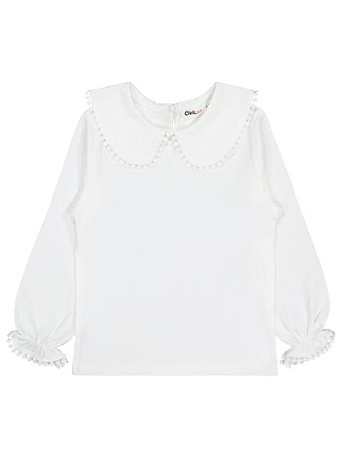 Civil Girls Yakası Pomponlu 2-5 Yaş Elbise - Bej 4-5 Yaş - S000484520-19928