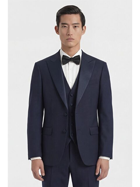Sabri Özel Koyu Lacivert Wedding Vest Suit - S000523812-29672