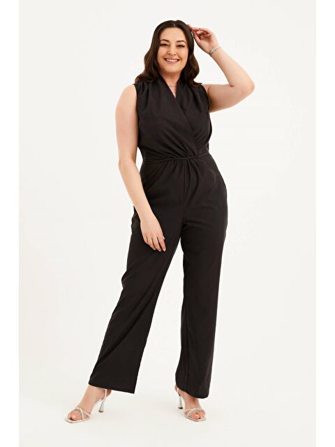 Mylinemoda Kruvaze Yaka Büzgü Detaylı Tulum - S000242056-29666