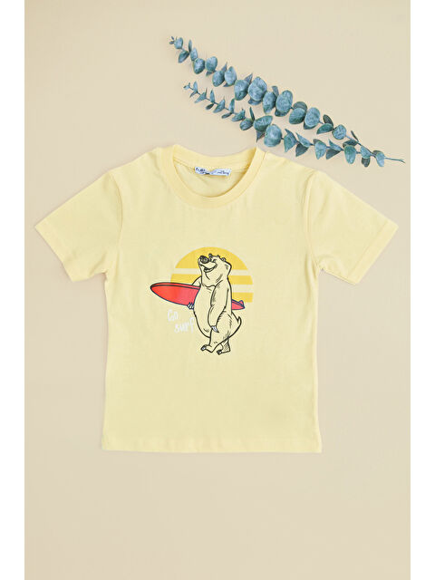 Fullamoda Ayıcık Baskılı Bisiklet Yaka Erkek Çocuk Tişört - S000532085-20072