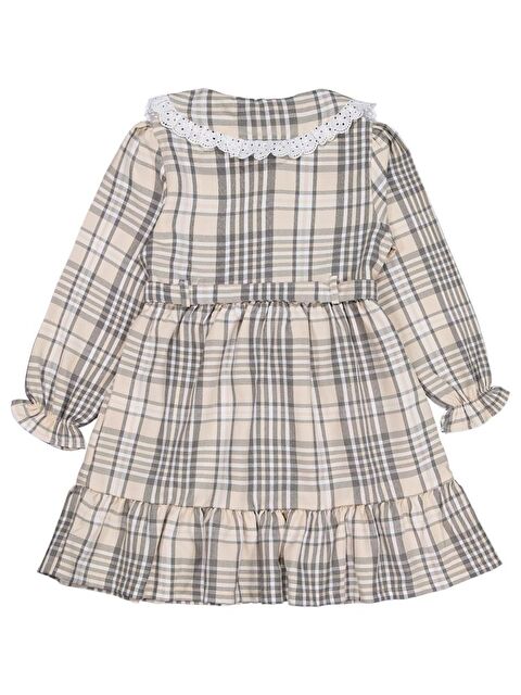 Civil Girls Ekose Desenli 6-9 Yaş Elbise - Bej 6-7 Yaş - S000484525-19928