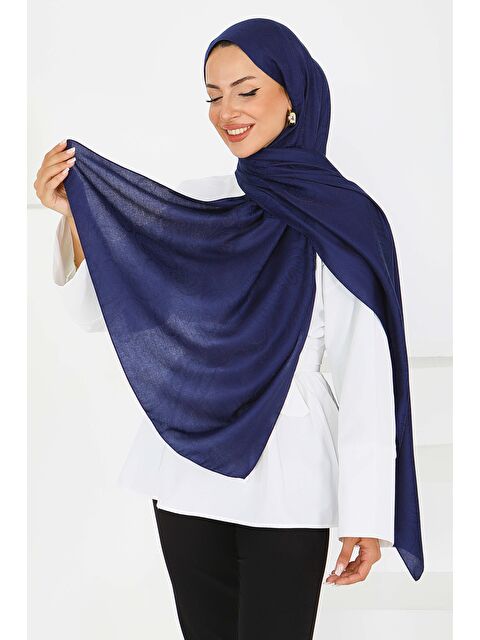 Tofisa Vintage Monagram Şal Lacivert - 27593 - S000439488-21164