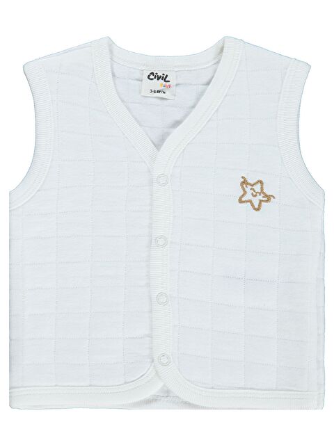 Civil Baby Yıldız Nakışlı 3-18 Ay Yelek - Ekru