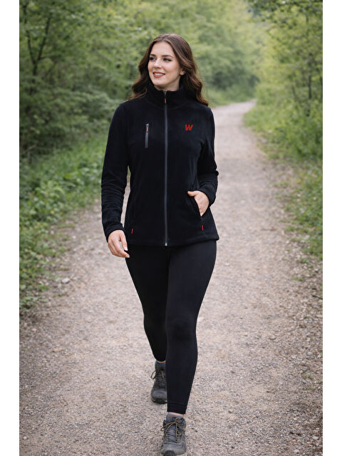 WALKE Premium Kadın Tam Cepli Fermuarlı Outdoor Spor Polar Ceket - S000513291-19351