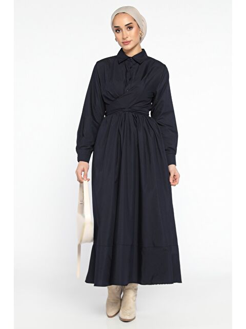 Julude Bel Bağlamalı Yarım Düğmeli Tesettür Elbise - S000289174-21164