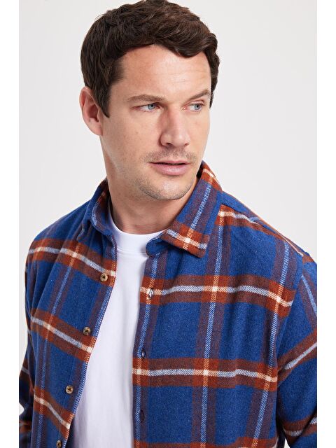 TUDORS Erkek Slim Fit Dar Kesim Kareli Kışlık Oduncu Gömlek - S000523490-23173