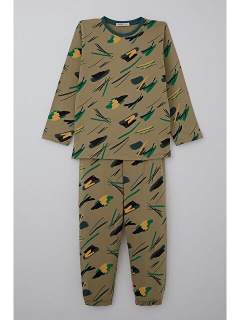 Breeze Erkek Çocuk Pijama Takımı Uykucu Fırça Haki Yeşil (4-8 Yaş) - S000489258-18547
