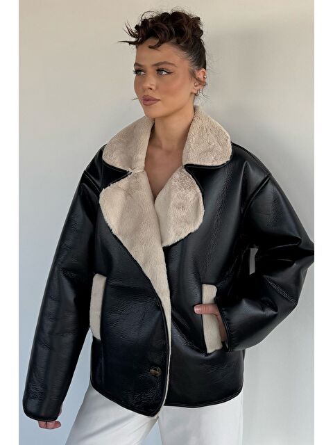 Gülseli Kadın Kruvaze Yaka İçi Pelüşlü Mont - S000482884-19351