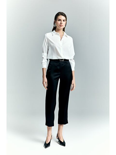 SATEEN Lisa Saten Duble Paça Pantolon - Siyah - S000531625-19351