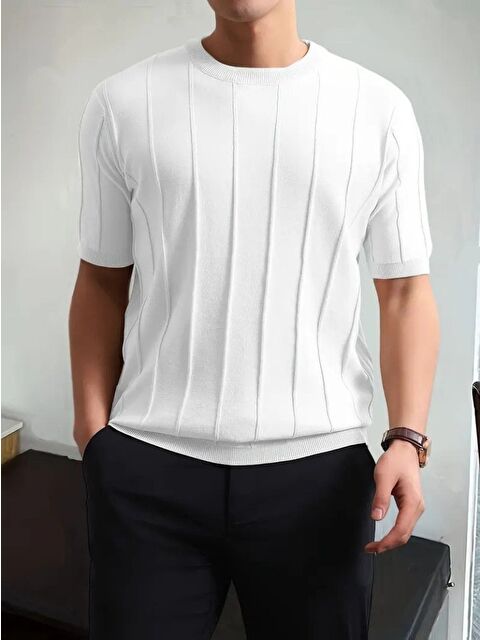 Jane's Erkek Kısa Kollu Bisiklet Yaka çizgili Triko Tshirt - S000528462-20063