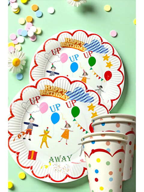 Le Mabelle Çok Renkli Sevimli Hayvan ve Çocuk Figürlü Tabak Bardak Set - S000487567-23173