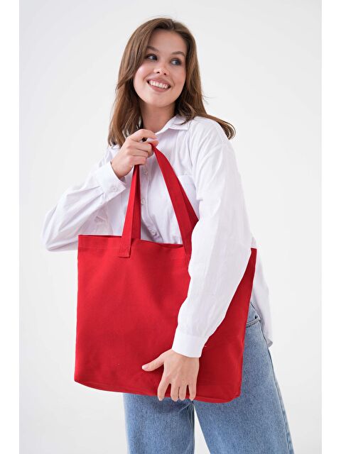 Bagg Baskısız Kırmızı Yatay Kanvas Çanta - S000322717-20045