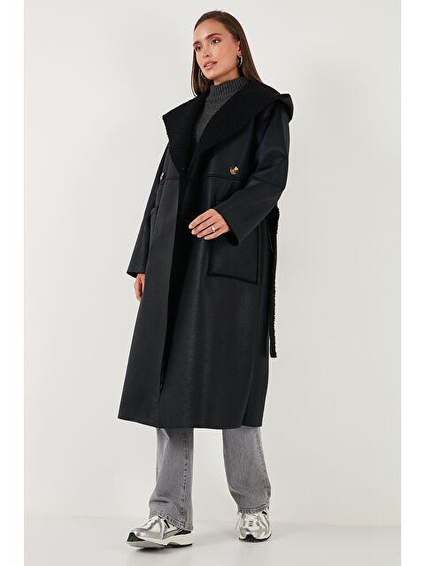 Lela Çift Taraflı Kapüşonlu Oversize Uzun Kaban 6810295 - S000424917-19351