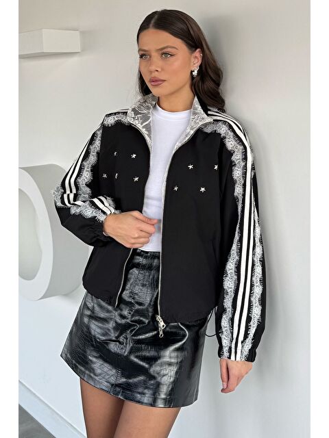 Gülseli Çift Taraflı Giyilebilir Dantel Detaylı Tarz Mont - S000482886-19351