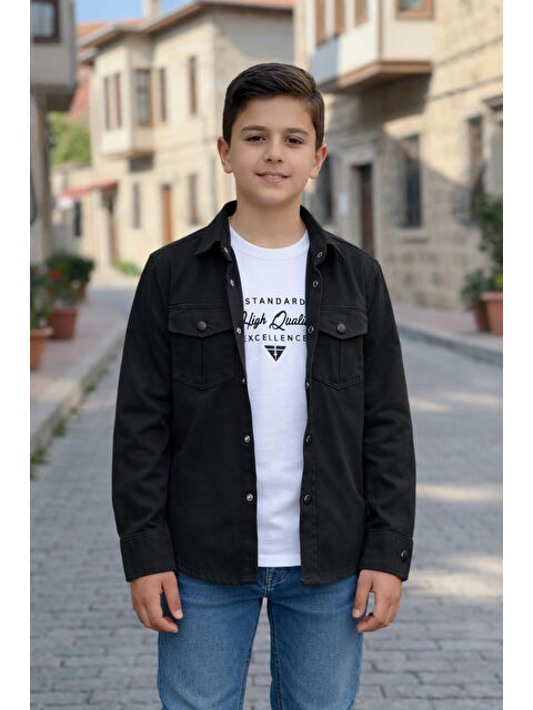 Pina Kids Erkek Çocuk Çıtçıtlı Gömlek Tişört Üst Takım - S000517383-19351