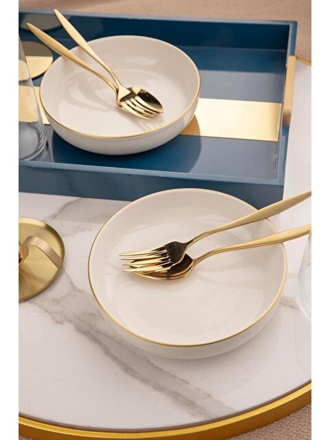 Kütahya Porselen Moderna 2 li 20 Cm Kase Altın File - S000463034-19966