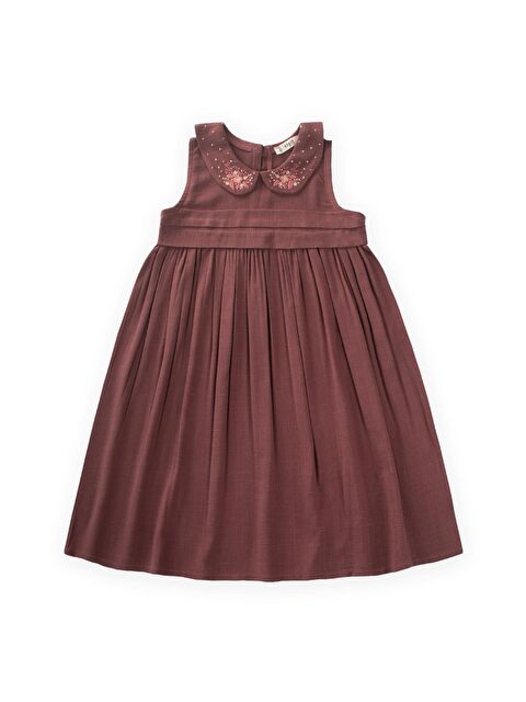 CİGİT Kız Çocuk Nakışlı Keten Elbise - S000413557-20036