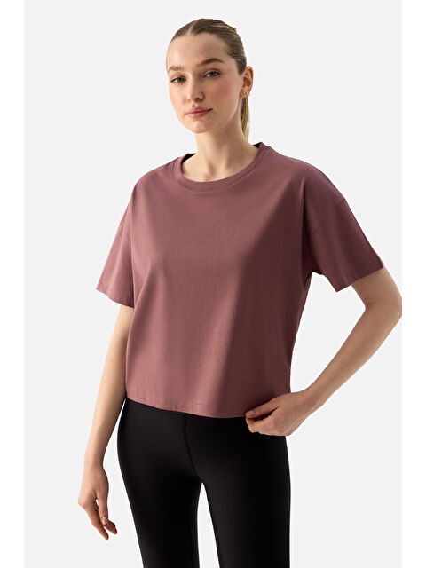 Superstacy Noya Kısa Oversize Koyu Gül Tişört - S000400729-20030