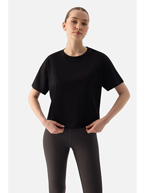 Superstacy Noya Kısa Oversize Siyah Tişört - S000400730-19351