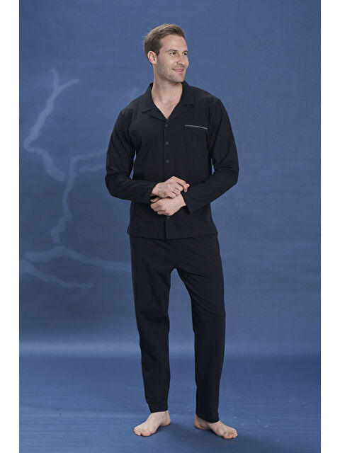 Remsa Erkek Penye Uzun Kol Pijama Takımı 2142 Siyah01 - S000504125-37491