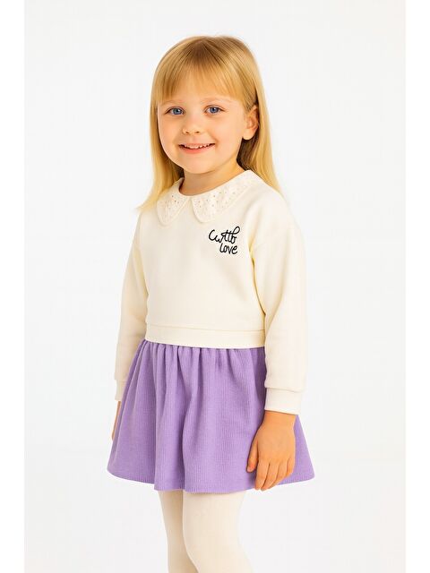 Chicsy Baby Kız Çocuk Trend Tasarım Yakalı Premium Sweatshirt Elbise