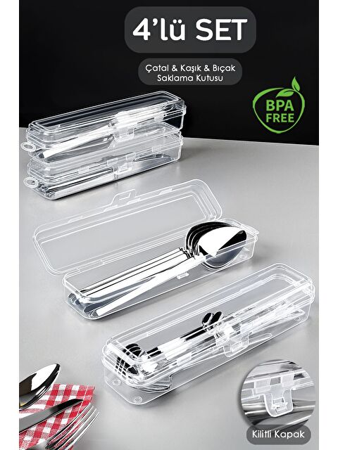 Meleni Home 4'lü Çatal Bıçak Kaşık Saklama Kutusu Seti - S000382721-26865