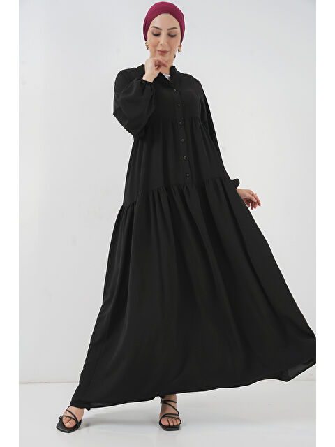 Bigdart 2527 Kadın Uzun Tesettür Elbise - Siyah - S000341889-19351
